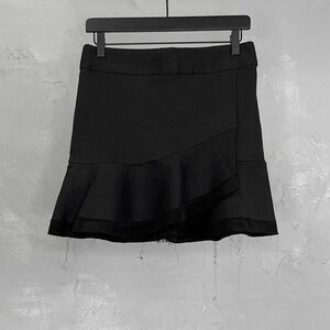 Iro Fanny Black Layered Mini Skirt w/ Raw Edge Women's FR 38, US 6, Medium